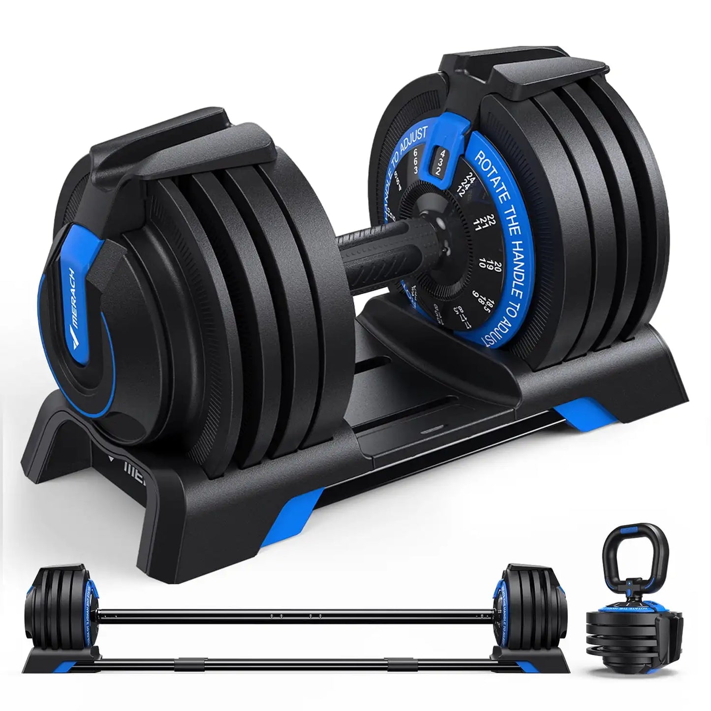 MERACH 3 in 1 Adjustable Dumbbell Weight Set 44lbs Free Weight Set with Connector Used as Dumbbell Barbell Push up Stand Fitness