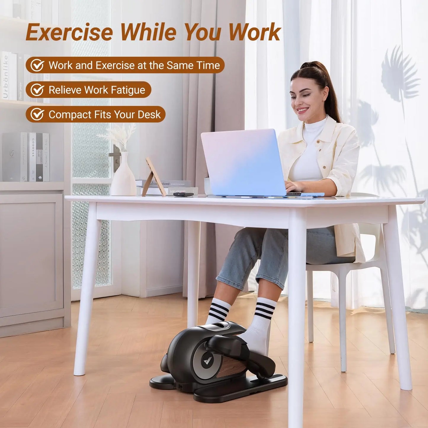 MERACH Under Desk Elliptical Machine Home Ellipse Leg Exerciser with 12 Adjustable Speed Quiet & Portable Seated Pedal Exerciser