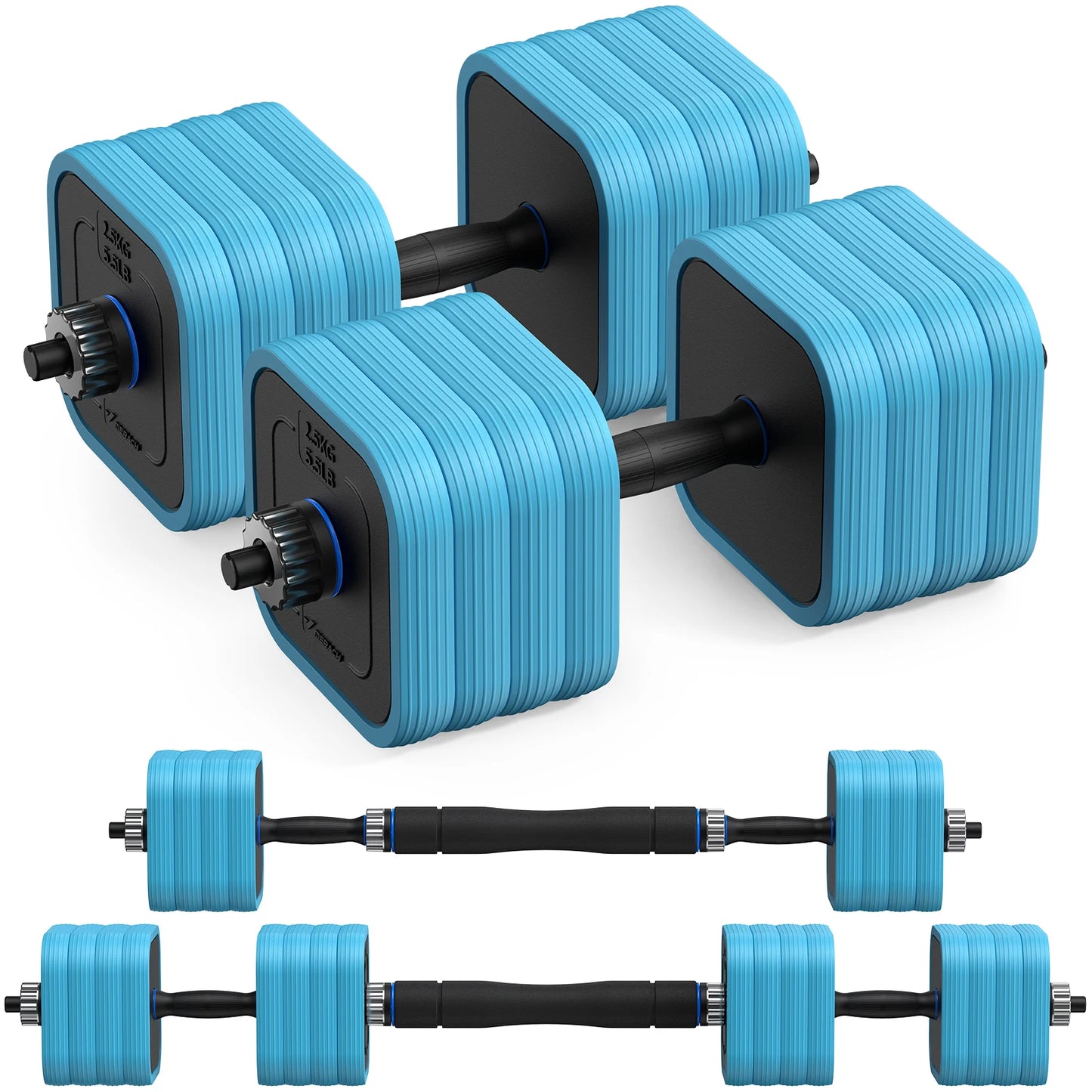 MERACH 3 in 1 Adjustable Dumbbell Weight Set 44lbs Free Weight Set with Connector Used as Dumbbell Barbell Push up Stand Fitness