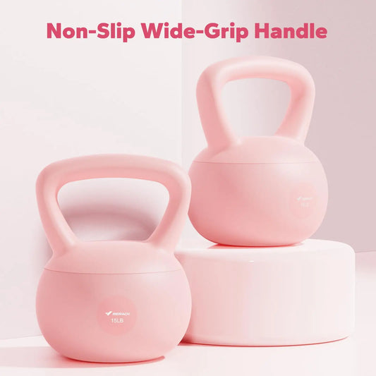 MERACH Soft Kettlebell Non-Slip Wide-Grip Handle Cushioned Horizontal Base Filled with Fine Mineral Sand Premium Kettle Bell