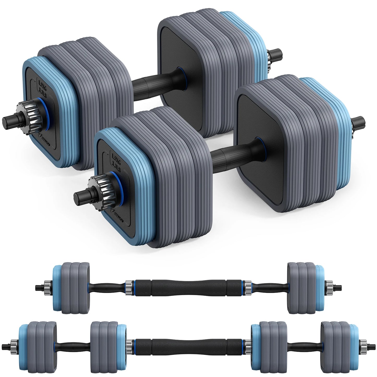 MERACH 3 in 1 Adjustable Dumbbell Weight Set 44lbs Free Weight Set with Connector Used as Dumbbell Barbell Push up Stand Fitness