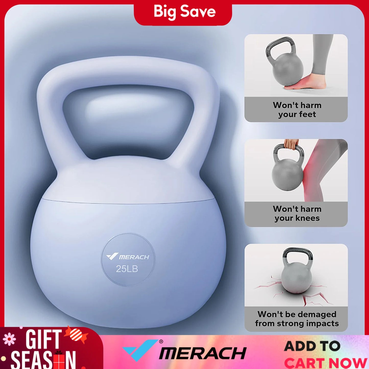 MERACH Soft Kettlebell Non-Slip Wide-Grip Handle Cushioned Horizontal Base Filled with Fine Mineral Sand Premium Kettle Bell