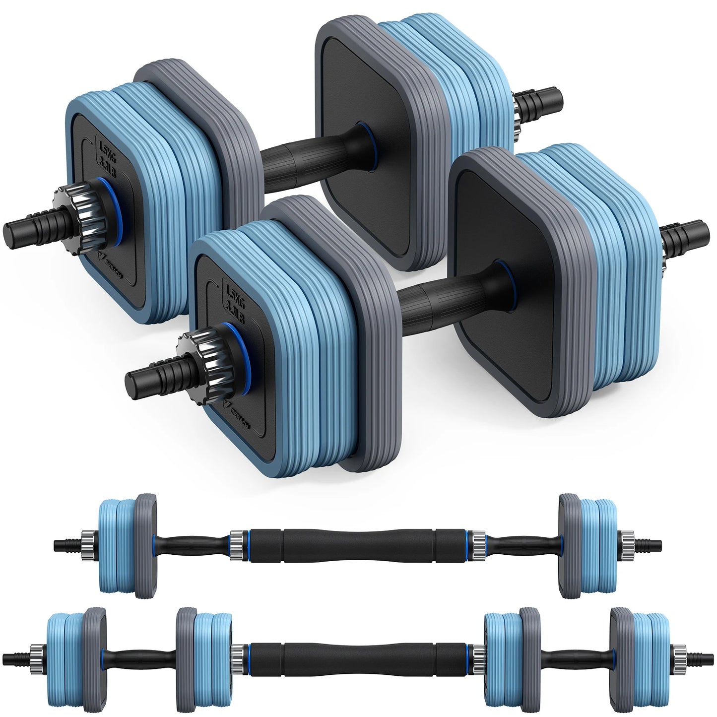 MERACH 3 in 1 Adjustable Dumbbell Weight Set 44lbs Free Weight Set with Connector Used as Dumbbell Barbell Push up Stand Fitness