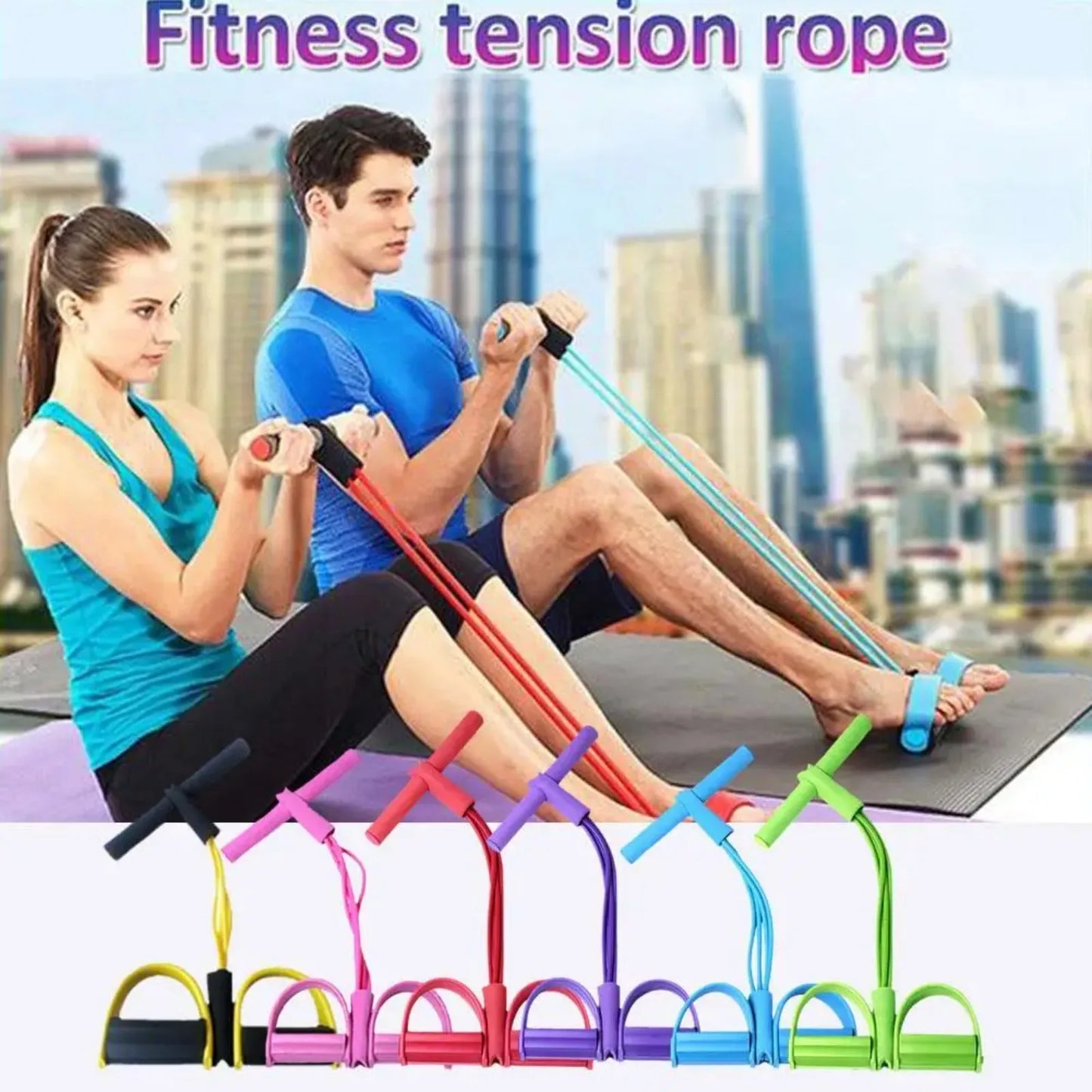 Pedal Resistance Band Latex Bodybuilding Expander Exercise Equipment Tension Pull Stretching Rope Up Tummy Trimmer Yoga Sit