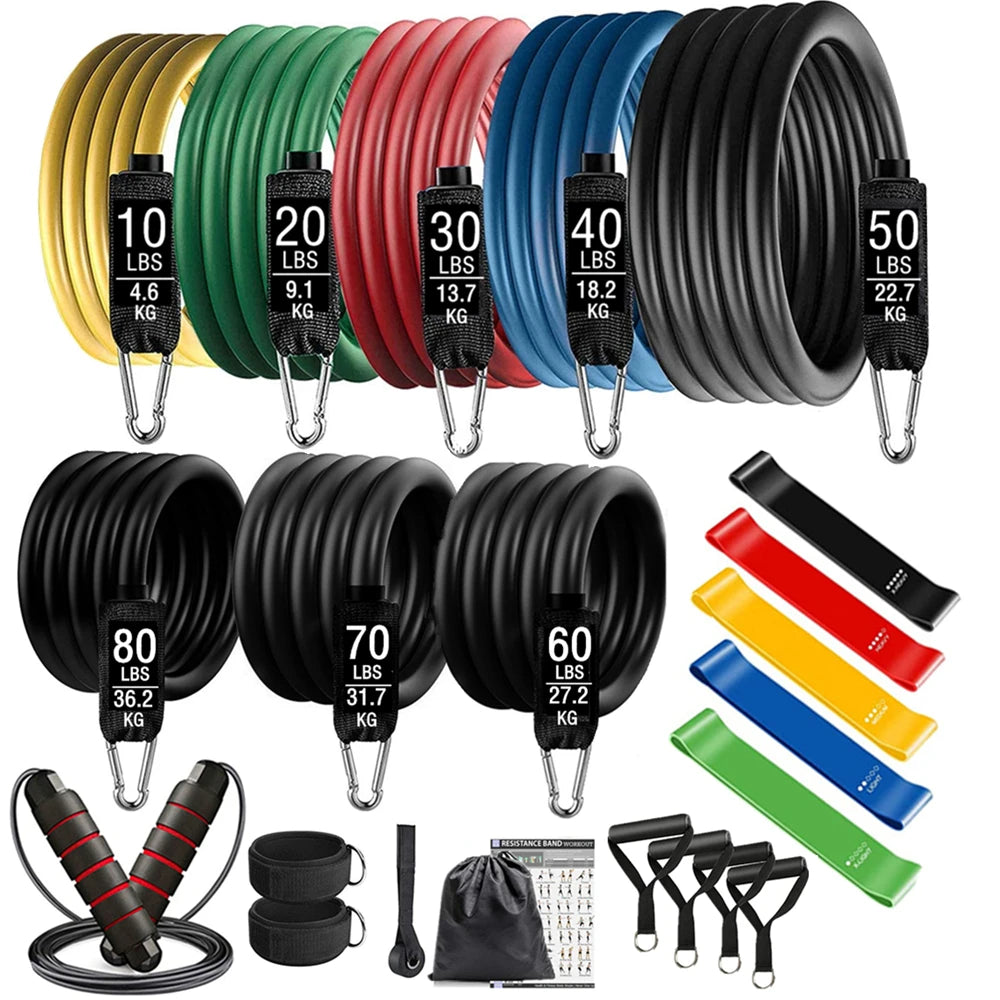 360lbs Fitness Exercises Resistance Bands Set Elastic Tubes Pull Rope Yoga Band Training Workout Equipment for Home Gym Weight